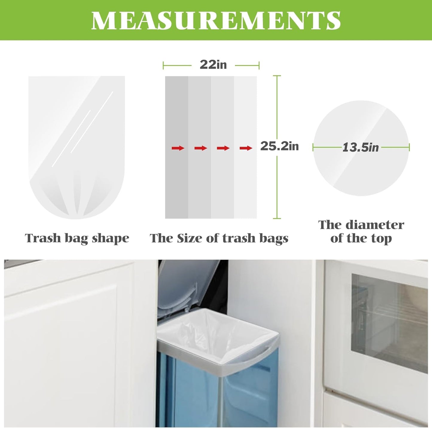 8 Gallon 330 Counts Strong Trash Bags Garbage Bags by Teivio, Bathroom Trash Can Bin Liners, Small Plastic Bags for home office kitchen, Clear