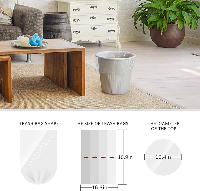 1.5 Gallon 120 Counts Strong Trash Bags Garbage Bags, Bathroom Trash Can Bin Liners, Small Plastic Bags for home office kitchen, fit 5-6 Liter, 0.8-1.6 and 1-1.5 Gal, Clear